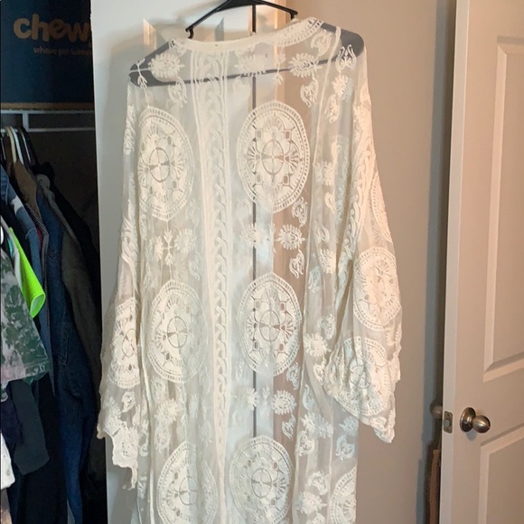 Embroidered Mesh Longline Duster - Picture 3 of 3